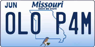 MO license plate OL0P4M