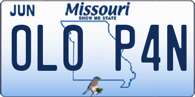 MO license plate OL0P4N