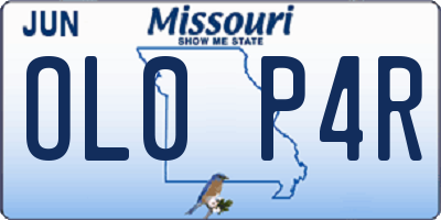 MO license plate OL0P4R