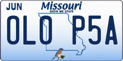 MO license plate OL0P5A
