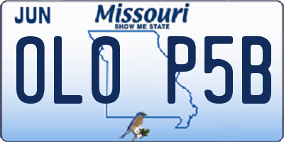MO license plate OL0P5B