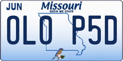 MO license plate OL0P5D