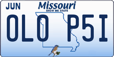 MO license plate OL0P5I