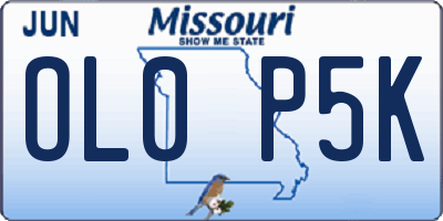 MO license plate OL0P5K