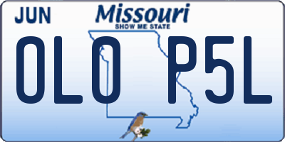 MO license plate OL0P5L