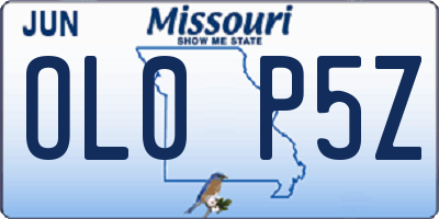 MO license plate OL0P5Z
