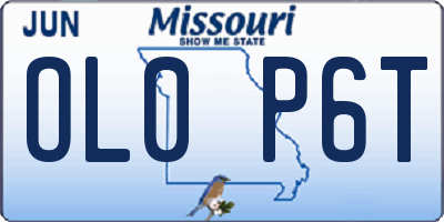 MO license plate OL0P6T