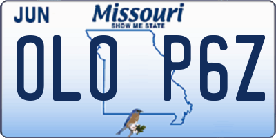 MO license plate OL0P6Z