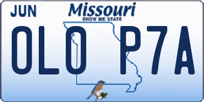 MO license plate OL0P7A