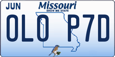 MO license plate OL0P7D