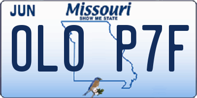 MO license plate OL0P7F