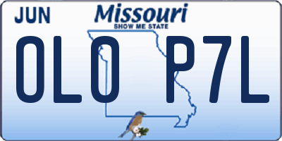 MO license plate OL0P7L