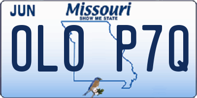 MO license plate OL0P7Q