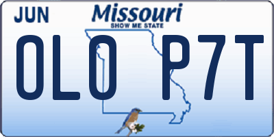 MO license plate OL0P7T