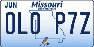 MO license plate OL0P7Z
