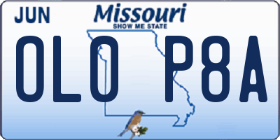 MO license plate OL0P8A