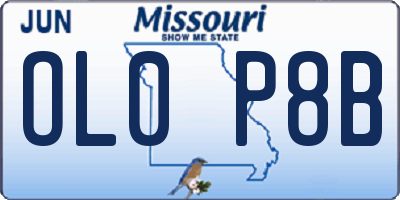 MO license plate OL0P8B