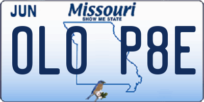 MO license plate OL0P8E