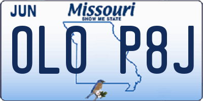MO license plate OL0P8J