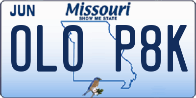 MO license plate OL0P8K