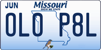 MO license plate OL0P8L