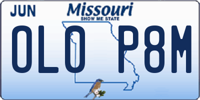 MO license plate OL0P8M