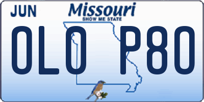 MO license plate OL0P8O