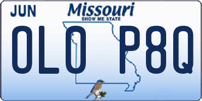 MO license plate OL0P8Q