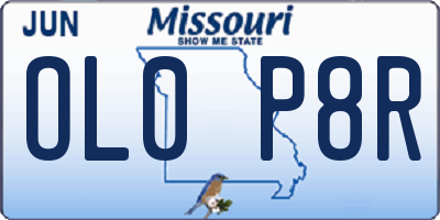 MO license plate OL0P8R