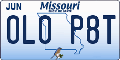 MO license plate OL0P8T
