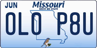 MO license plate OL0P8U