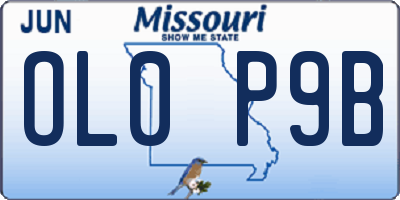 MO license plate OL0P9B