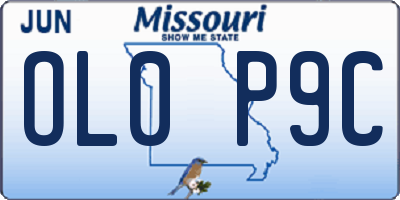 MO license plate OL0P9C