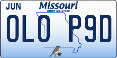 MO license plate OL0P9D