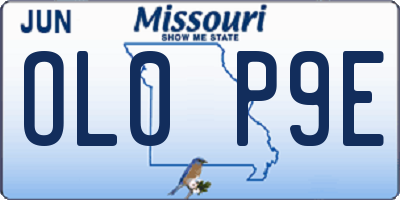 MO license plate OL0P9E