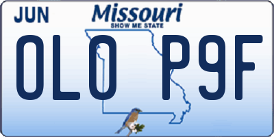 MO license plate OL0P9F