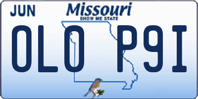 MO license plate OL0P9I