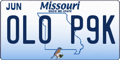 MO license plate OL0P9K