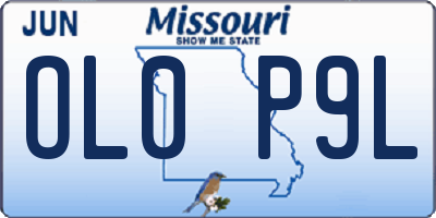 MO license plate OL0P9L