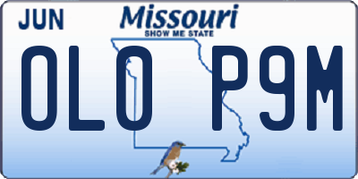 MO license plate OL0P9M