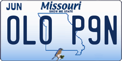 MO license plate OL0P9N