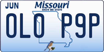 MO license plate OL0P9P
