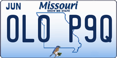 MO license plate OL0P9Q