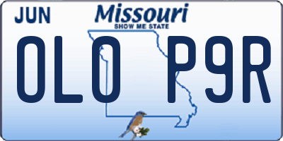 MO license plate OL0P9R