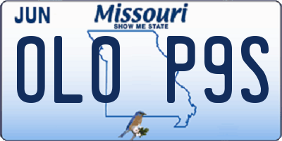 MO license plate OL0P9S