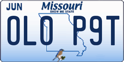 MO license plate OL0P9T