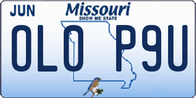 MO license plate OL0P9U