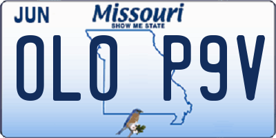 MO license plate OL0P9V