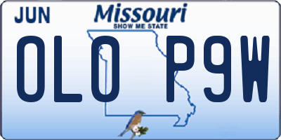 MO license plate OL0P9W