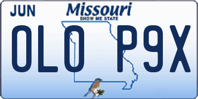 MO license plate OL0P9X